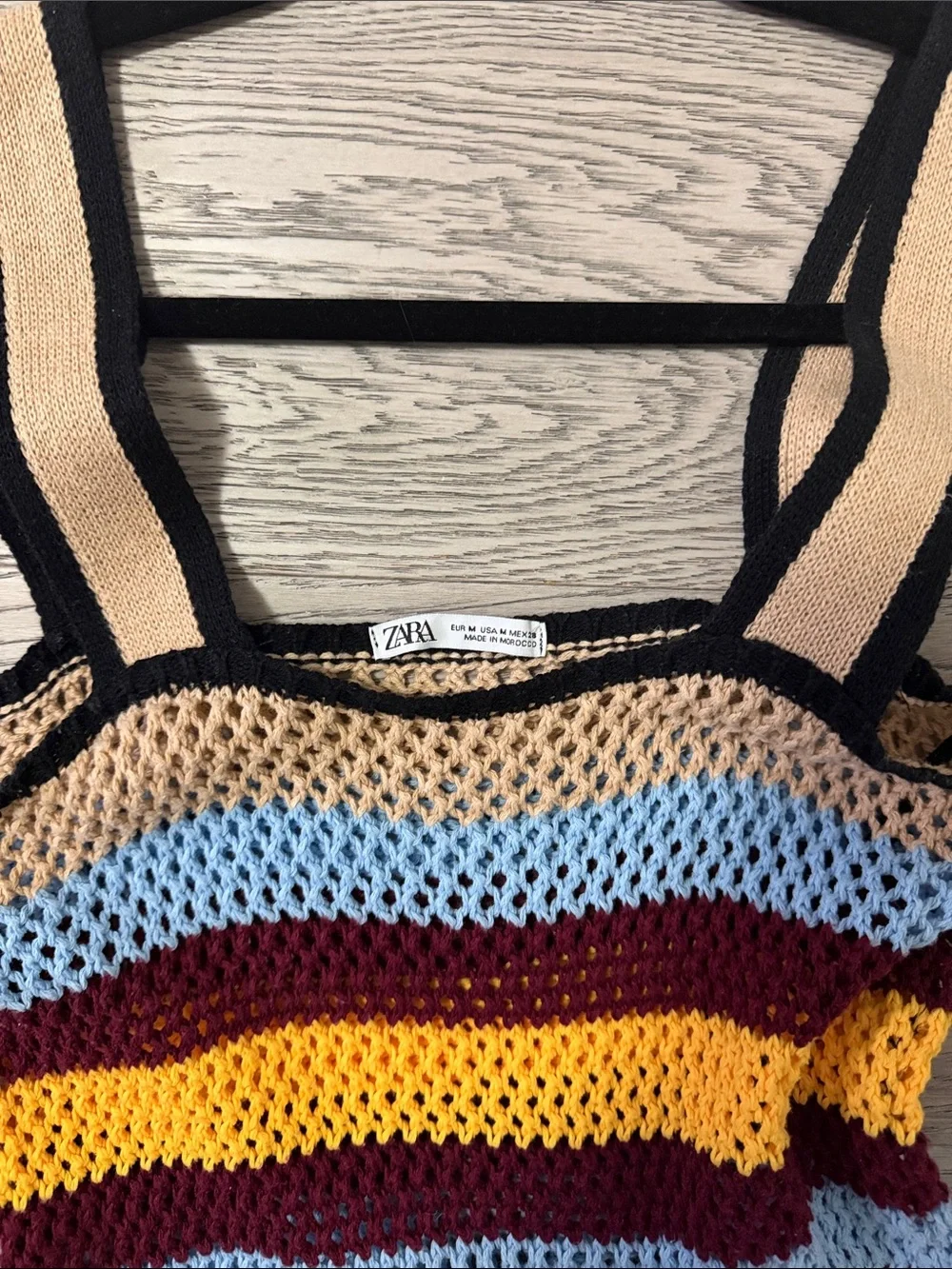 Zara Beige Midi Dress with Striped Knit Bodice - Picture 3 of 5